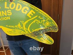 Rare Large Double-sided Vintage Parlin Lake Porcelain Sign 30x15