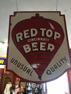 Rare Large Red Top Beer Double Sided Porcelain Sign Circa 1931