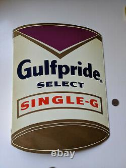 Rare Large Vintage Metal GULF Motor Oil Double Sided Flange Sign