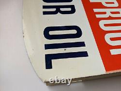 Rare Large Vintage Metal GULF Motor Oil Double Sided Flange Sign