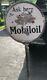 Rare Mobiloil Gargoyle Porcelain Double Sided Curb Sign On Pole Stand Available