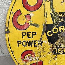 Rare Original Coreco Gasoline Double Sided Porcelain Sign Gas Oil Advertising