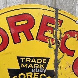 Rare Original Coreco Gasoline Double Sided Porcelain Sign Gas Oil Advertising