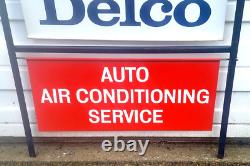 Rare Original DELCO Auto Air Conditioning Service Sign - double sided with Stand