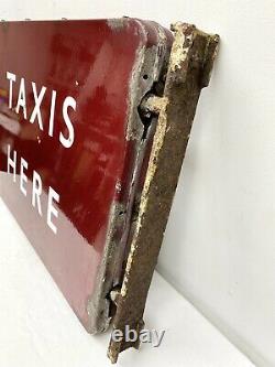 Rare Original Enamel Sign Double Sided TAXIS HERE British Railway Signage