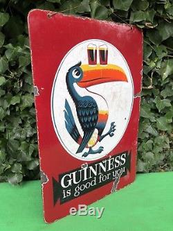 Rare Original Guinness Double Sided Enamel Toucan Sign Is Good For You Sign