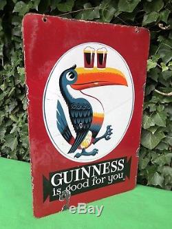 Rare Original Guinness Double Sided Enamel Toucan Sign Is Good For You Sign