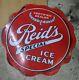 Rare Original Reids Ice Cream Double Sided Diecut Porcelain Sign