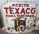 Rare Original Texaco Motor Oil 30x30 Inches Double Sided Porcelain Sign Spanish