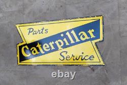 Rare Porcelain Caterpillar Enamel Sign 36x16 Inches Double Sided