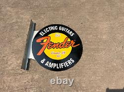 Rare Porcelain Fender Enamel Sign 24 Inches Double Sided With Flange
