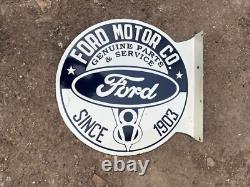 Rare Porcelain Ford Enamel Sign 24x24 Inches Double Sided With Flange
