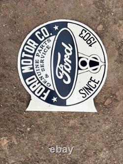 Rare Porcelain Ford Enamel Sign 24x24 Inches Double Sided With Flange