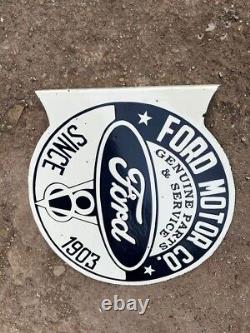 Rare Porcelain Ford Enamel Sign 24x24 Inches Double Sided With Flange