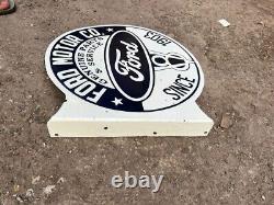 Rare Porcelain Ford Enamel Sign 24x24 Inches Double Sided With Flange