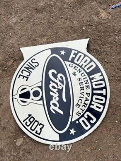 Rare Porcelain Ford Enamel Sign 24x24 Inches Double Sided With Flange