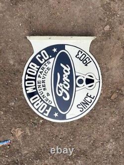 Rare Porcelain Ford Enamel Sign 24x24 Inches Double Sided With Flange
