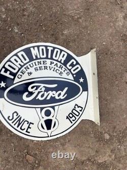 Rare Porcelain Ford Enamel Sign 24x24 Inches Double Sided With Flange