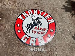 Rare Porcelain Frontier Enamel Sign 36x36 Inches Double Sided