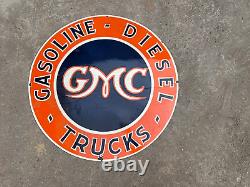 Rare Porcelain Gmc Enamel Sign 36x36 Inches Double Sided