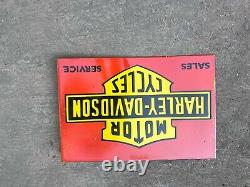 Rare Porcelain Harley Davidson Enamel Sign 24x16 Inches Double Sided With Flange