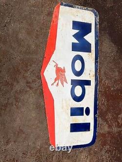 Rare Porcelain Mobil Enamel Sign 60 Inches Lenght Double Sided
