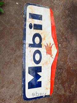Rare Porcelain Mobil Enamel Sign 60 Inches Lenght Double Sided