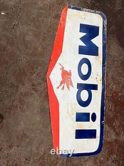 Rare Porcelain Mobil Enamel Sign 60 Inches Lenght Double Sided
