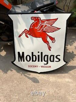 Rare Porcelain Mobilgas Enamel Sign 42x42 Inches Double Sided