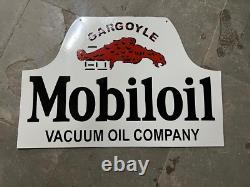 Rare Porcelain Mobiloil Enamel Sign 45 Inches Double Sided