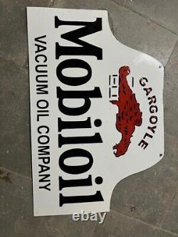 Rare Porcelain Mobiloil Enamel Sign 45 Inches Double Sided