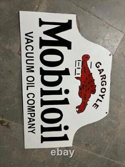 Rare Porcelain Mobiloil Enamel Sign 45 Inches Double Sided