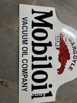 Rare Porcelain Mobiloil Enamel Sign 45 Inches Double Sided