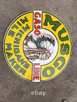 Rare Porcelain Musgo Enamel Sign 36x36 Inches Double Sided