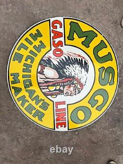 Rare Porcelain Musgo Enamel Sign 36x36 Inches Double Sided