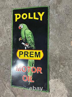 Rare Porcelain Polly Motor Oil Enamel Sign 42x20 Inches Double Sided