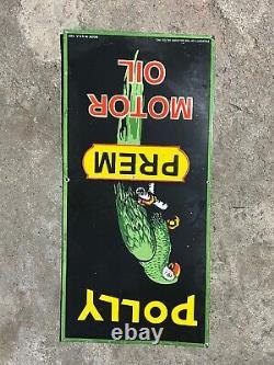 Rare Porcelain Polly Motor Oil Enamel Sign 42x20 Inches Double Sided