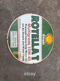 Rare Porcelain Shell Enamel Sign 36x36 Inches Double Sided