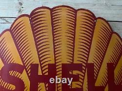 Rare Shell Die Cut Double Sided Porcelain Enamel Sign 48x48 Inches