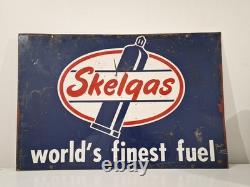 Rare Skelgas & oil sign 50s original Stout Sign Co. Double sided 35.5×22.75