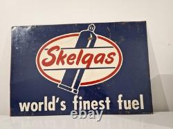 Rare Skelgas & oil sign 50s original Stout Sign Co. Double sided 35.5×22.75