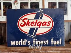Rare Skelgas & oil sign 50s original Stout Sign Co. Double sided 35.5×22.75