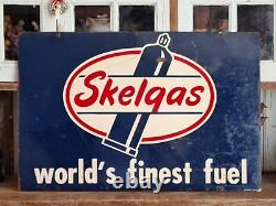 Rare Skelgas & oil sign 50s original Stout Sign Co. Double sided 35.5×22.75
