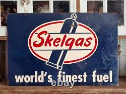 Rare Skelgas & oil sign 50s original Stout Sign Co. Double sided 35.5×22.75