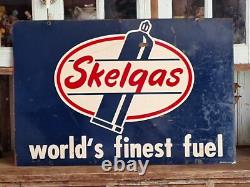 Rare Skelgas & oil sign 50s original Stout Sign Co. Double sided 35.5×22.75