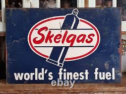 Rare Skelgas & oil sign 50s original Stout Sign Co. Double sided 35.5×22.75