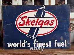 Rare Skelgas & oil sign 50s original Stout Sign Co. Double sided 35.5×22.75