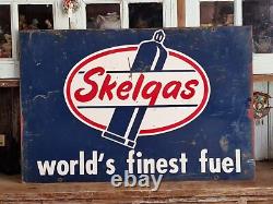 Rare Skelgas & oil sign 50s original Stout Sign Co. Double sided 35.5×22.75
