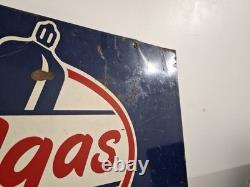 Rare Skelgas & oil sign 50s original Stout Sign Co. Double sided 35.5×22.75