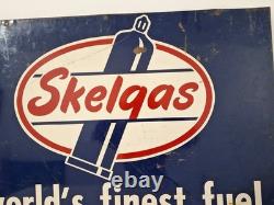 Rare Skelgas & oil sign 50s original Stout Sign Co. Double sided 35.5×22.75